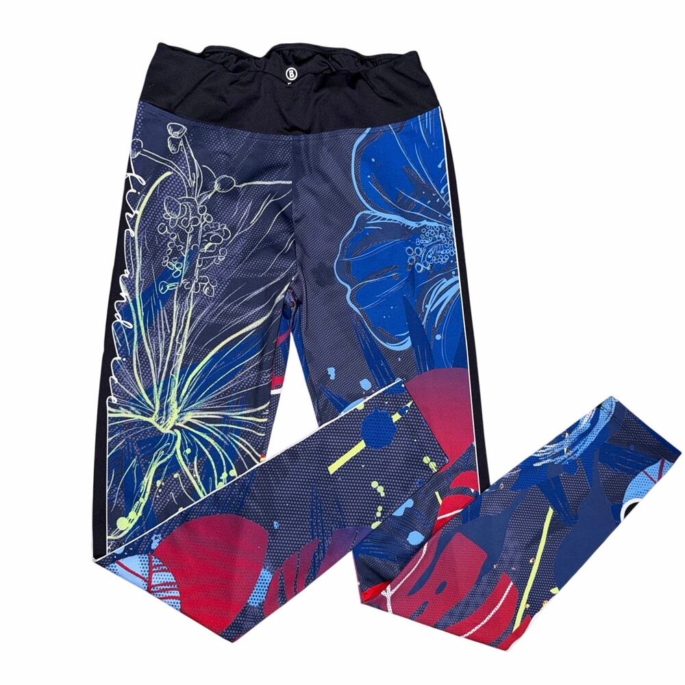 Bogner Fire + Ice Blue Floral Abstract Athletic Leggings - Size M/SML